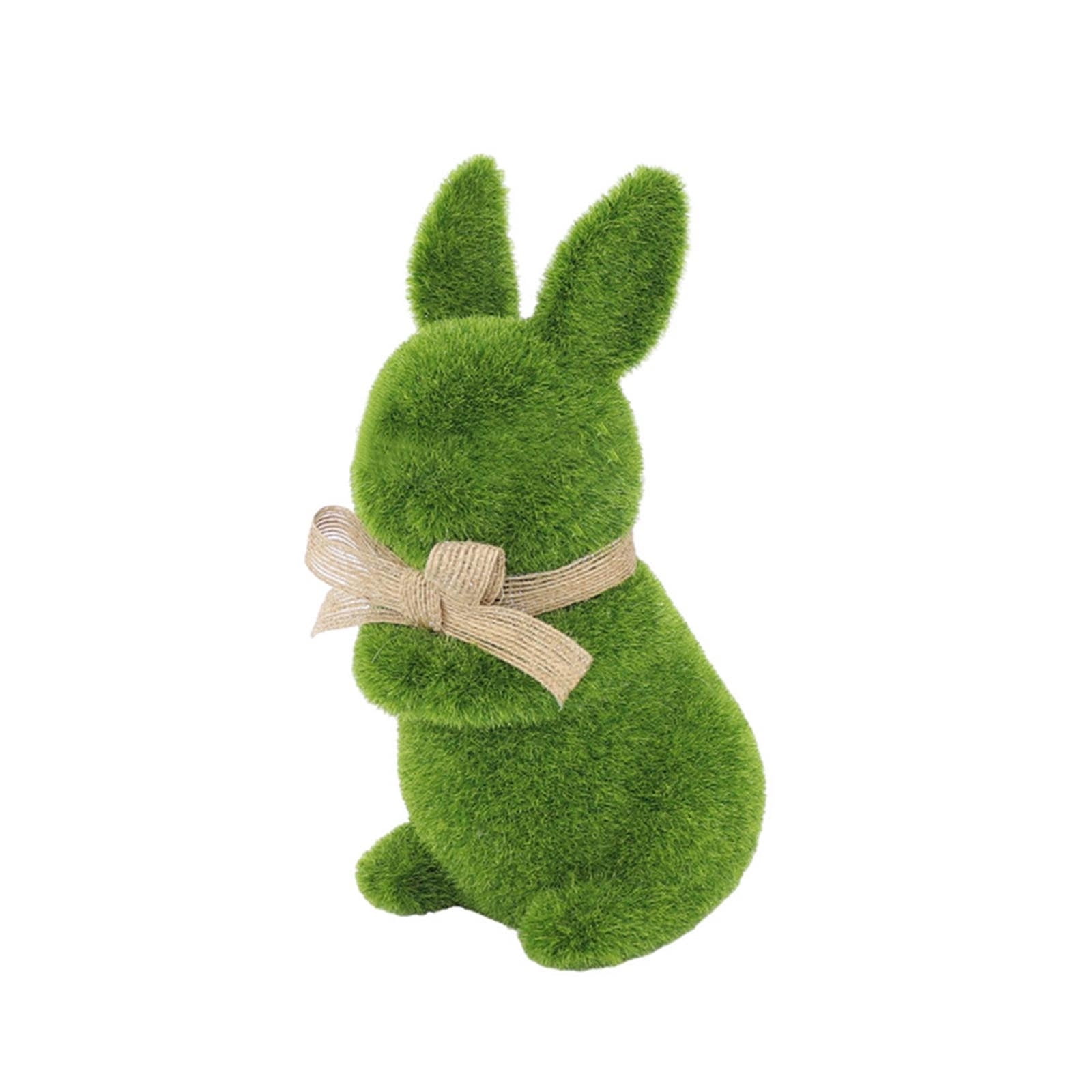 Resin Flocked Bunny Figurines with Green Moss, 2025 Easter Decorations ...