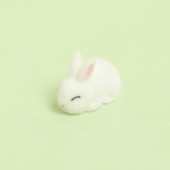 Resin Flocked Rabbit Ornament 2.5" Soft Texture for Desktop Car Decor DIY Craft Kit Includes 1 Piece