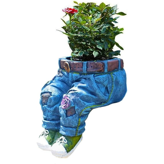 Resin Flower Denim Jeans Gardening Plant Pots Decorative Planterfor Outdoor Lawn Decor Sitting