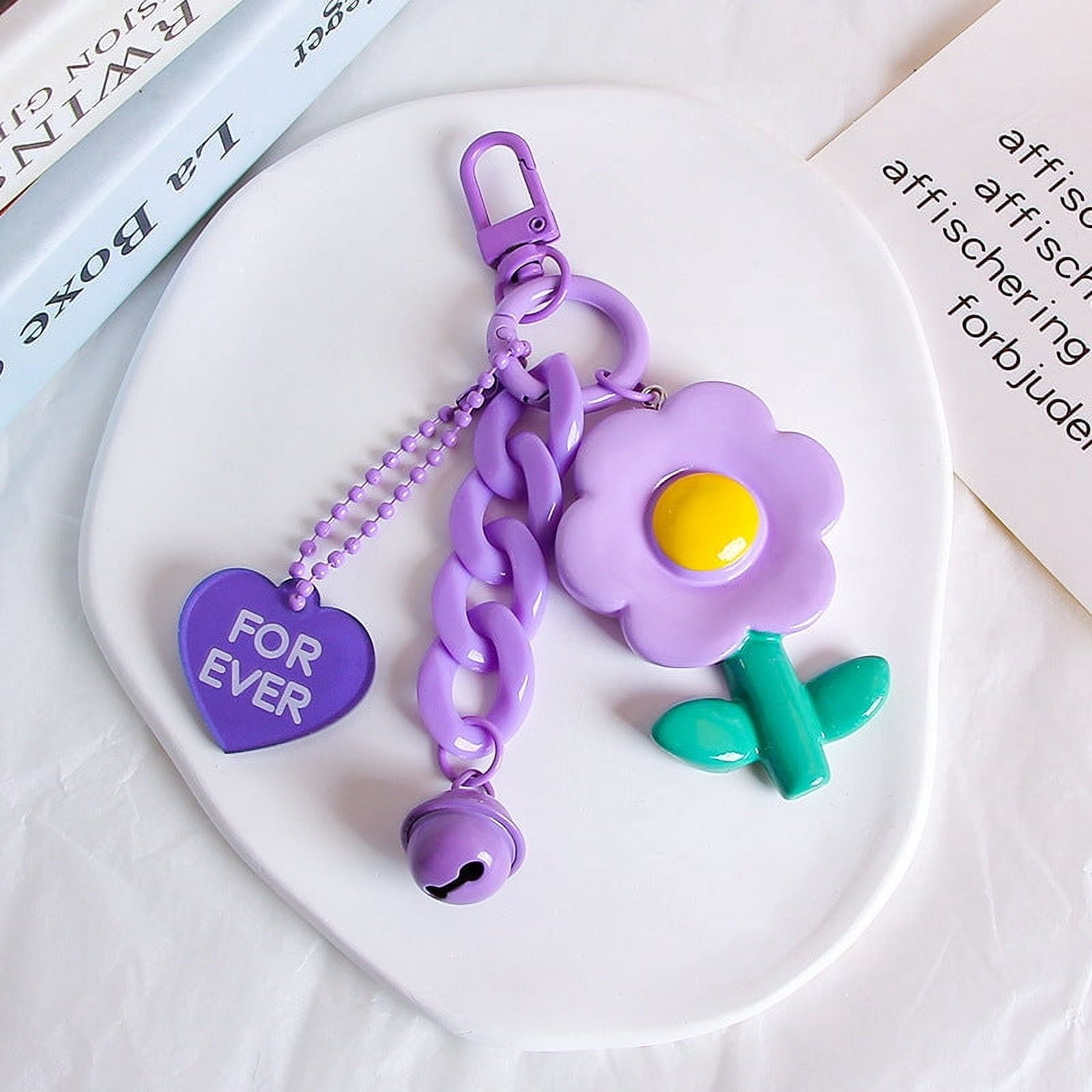 Resin Flower Key Ring Girl Heart Hanging Ornament