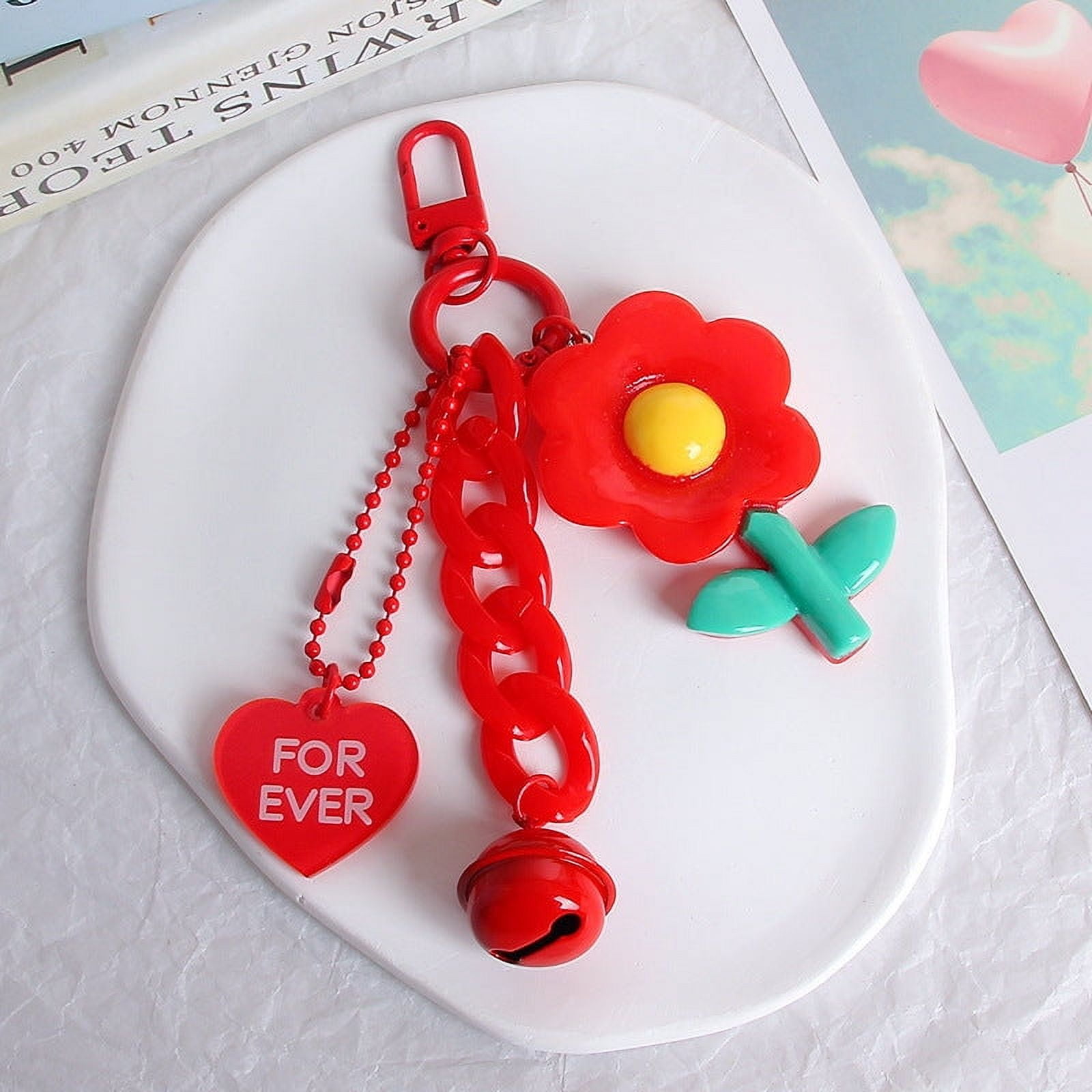 Resin Flower Key Ring Girl Heart Hanging Ornament