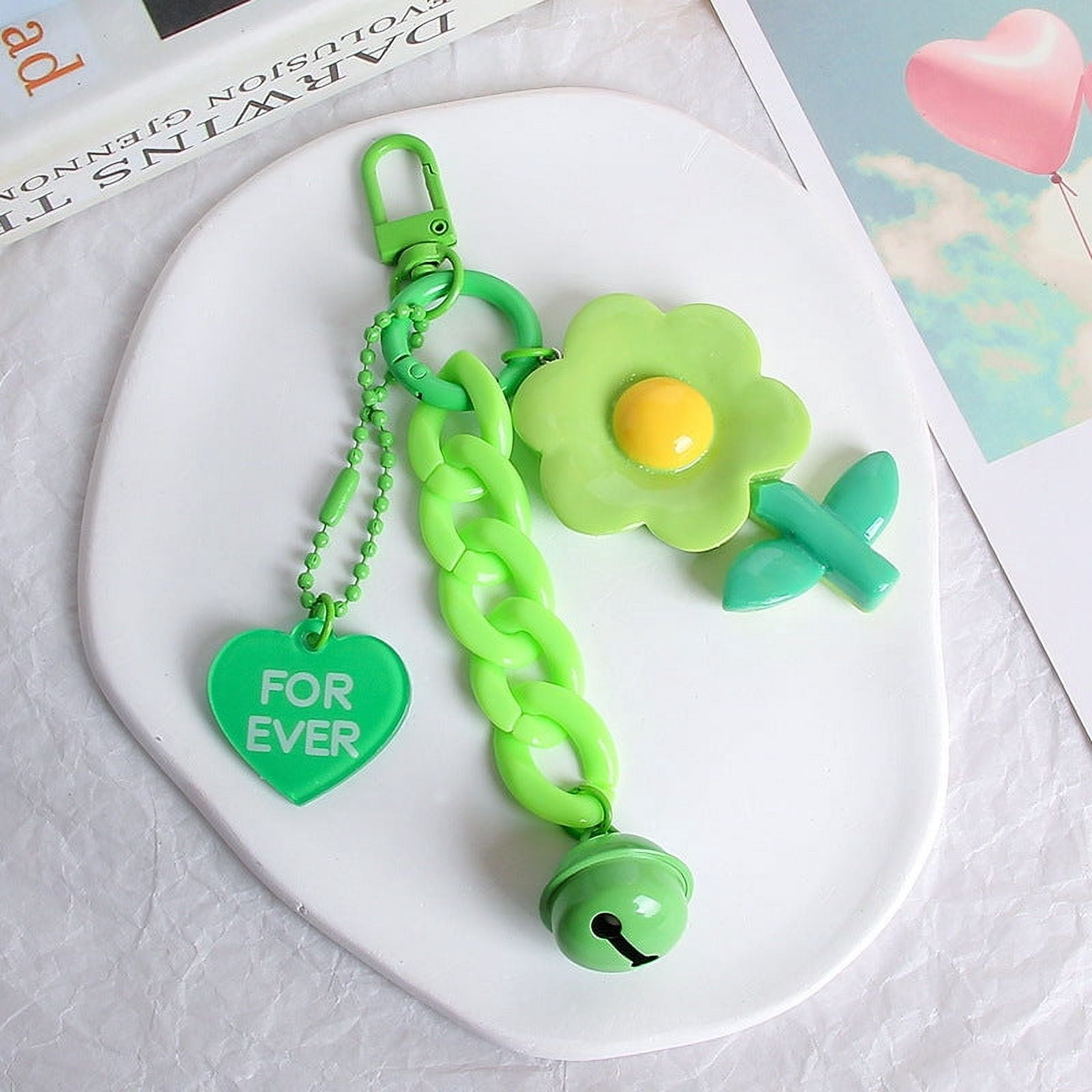 Resin Flower Key Ring Girl Heart Hanging Ornament