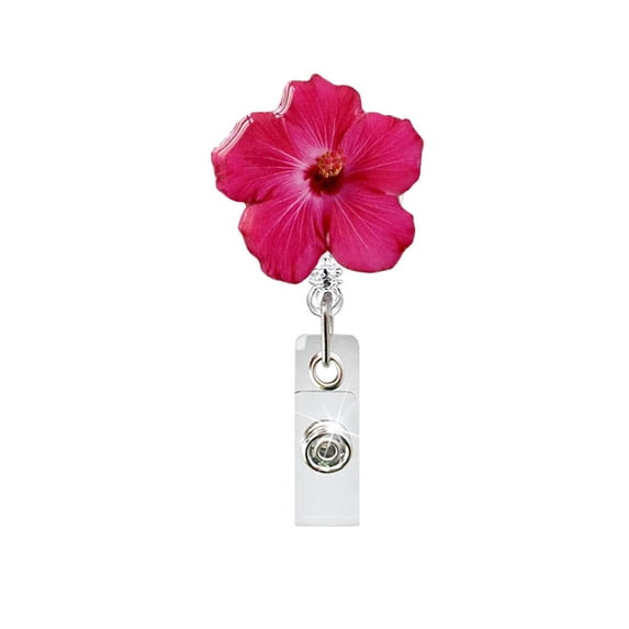 Resin Flower Retractable Swivel ID Badge Holder Badge Reel For Nurse, Doctor, Student, Teachers Office School Gift