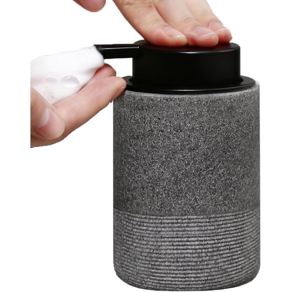 Resin Foaming Hand Soap Dispenser, 11 OZ Bathroom & Kitchen Foam Large Capacity Easy-Press Pump Head, Modern Decor Style (Gray)