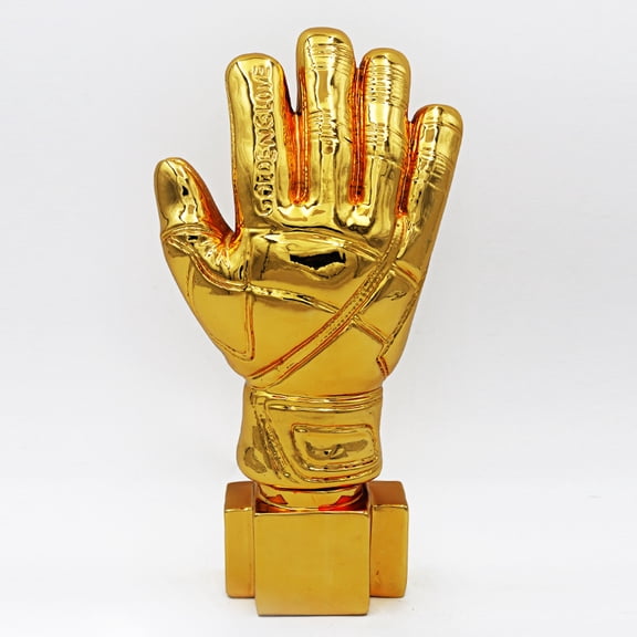 Resin Football Goalkeeper Gloves Trophy Champion Goalkeeper Golden Gloves Statues Home Decor Accessories Soccer Fans Souvenirs,Gold