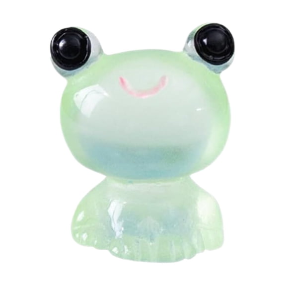 Resin Frog Figurine, Miniature Garden Tiny Luminous Frog Ornament for Terrarium Decor, Green Glow Frog