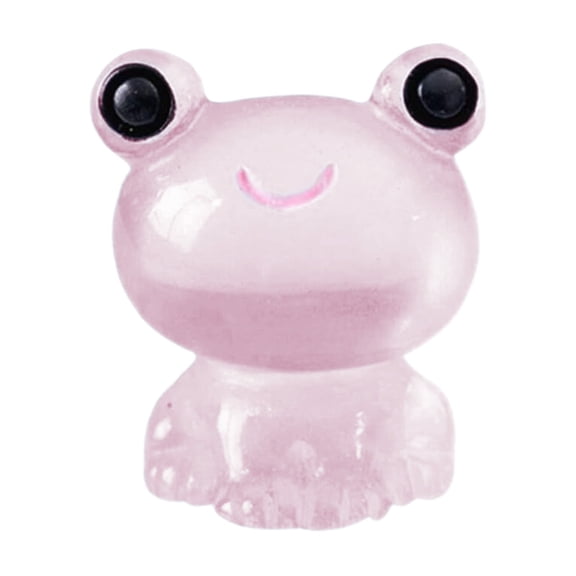 Resin Frog Figurine, Miniature Garden Tiny Luminous Frog Ornament for Terrarium Decor, Pink Glow Frog