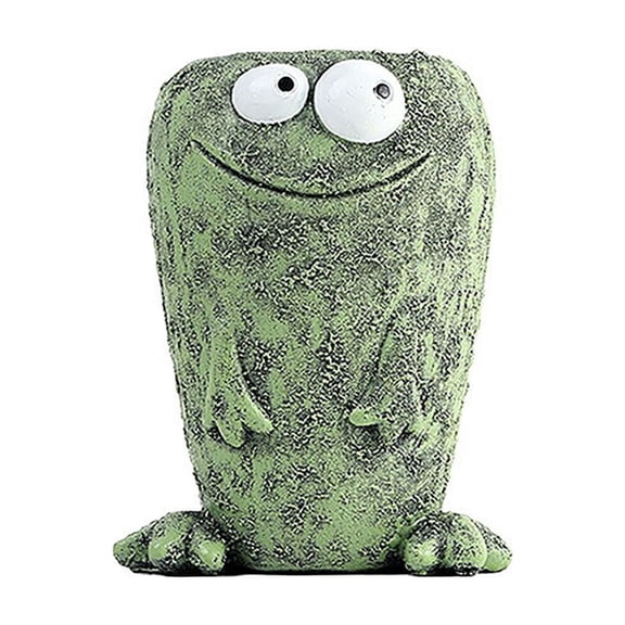 Resin Frog Flower Pot Funny Decompression Statue, Cute Expression Home Garden Desk Ornament, Planter for Succulents, Pencil Holder, or Tabletop Decor, Stress Relief Craft Gift (Compact)