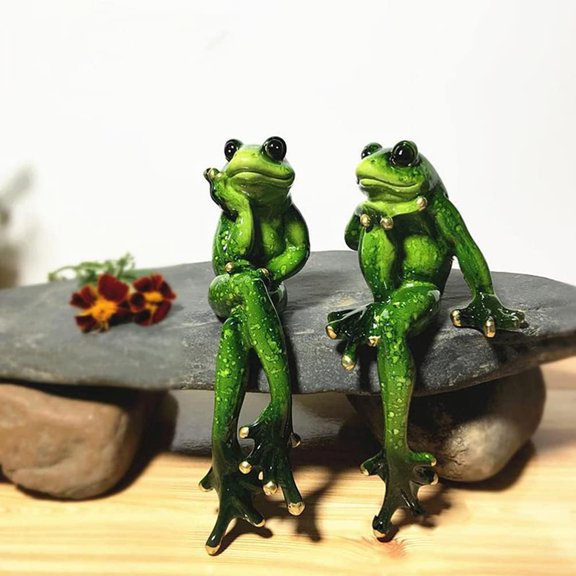 Resin Frog Statue 6.3 Inch Sitting Outdoor Frog Ornament Garden Sculpture for Patio Yard Pond Decorations$$Garden & Patio