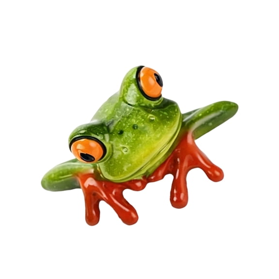 Resin Frogs Figurine for Computer Monitors, Funny Tabletop Accent Statue with Hand-Painted Look for Desk Shelf Car Rear View Mirrored Decoration