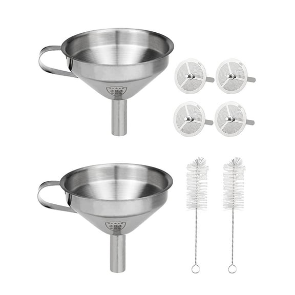 Resin Funnel, Resin Filter Funnel with Strainer 3D Printer Stainless Steel Resin Funnel for Filtering and Recycling UV SLA/DLP/LCD Photosensitive Resin, with Cleaning Brush