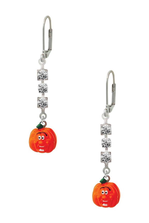 Resin Funny Ahh! Pumpkin Crystal Madison Leverback Earrings
