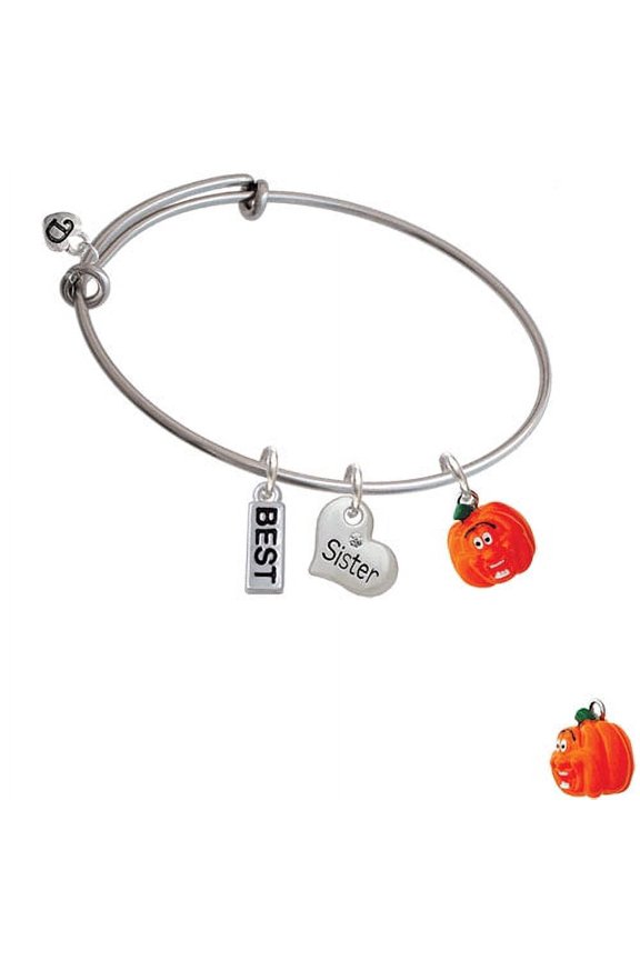 Resin Funny Ahh! Pumpkin Sister Heart Expandable Bangle Bracelet