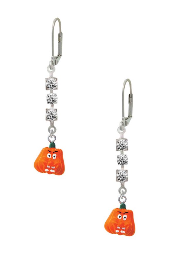 Resin Funny Boo! Pumpkin Crystal Madison Leverback Earrings