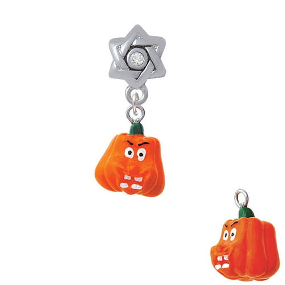 Resin Funny Boo! Pumpkin - Star of David with Clear Crystal Charm Bead