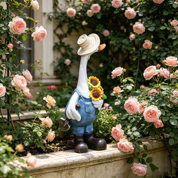 Resin Garden Figurine, Funny Outdoor Statue Ornament, Decorative Yard Sculpture, Patio Lawn Flower Bed Accent, Weather Resistant Home Garden Tabletop Decoration