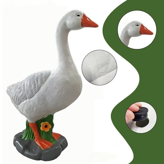 Resin Garden Goose Statue For Porch Decor Hollow Base Sand-Fillable 6.5 Inches White 1 Count