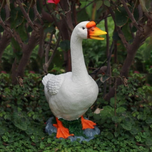 Resin Garden Patio Goose Statues Decor Outdoor Realistically Animal Sculptures Lawn Backyard Home Decor Ornaments Yard Art Figurines B 23x14x36cm(9x6x14inch)