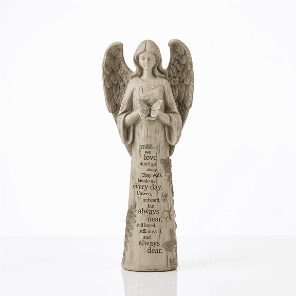 Topadorn Memorial Angel Statue with Butterfly, Sympathy Gift for Loss of Loved One, Resin Outdoor Figurines for Yard, Inspirational Scripture Memorial Decor