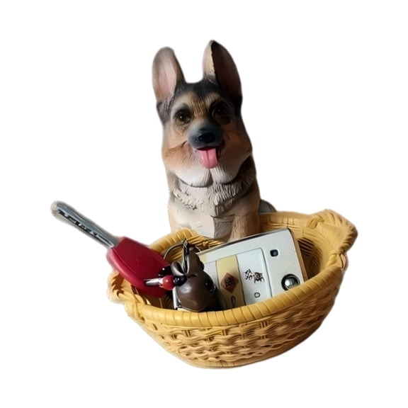 Resin German Shepherd Storage Basket Decorative Bowl for Desktop Keys Cards Remotes Small Essentials
