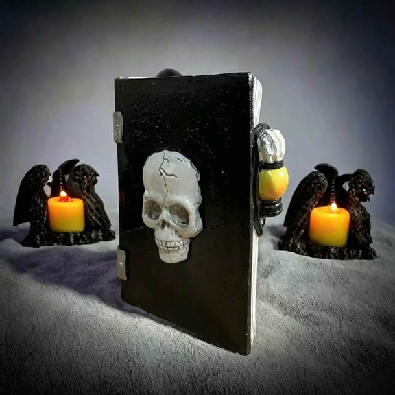 Resin Ghost Book Statue, Gothic Horror Figurine Emerging from Ancient Spell Book, Tabletop Decor for Shelf, Halloween Party Prop, Spooky Bookshelf Ornament, Dark Fantasy Home Accent