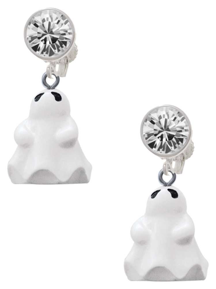 Resin Ghost Clear Crystal Clip On Earrings