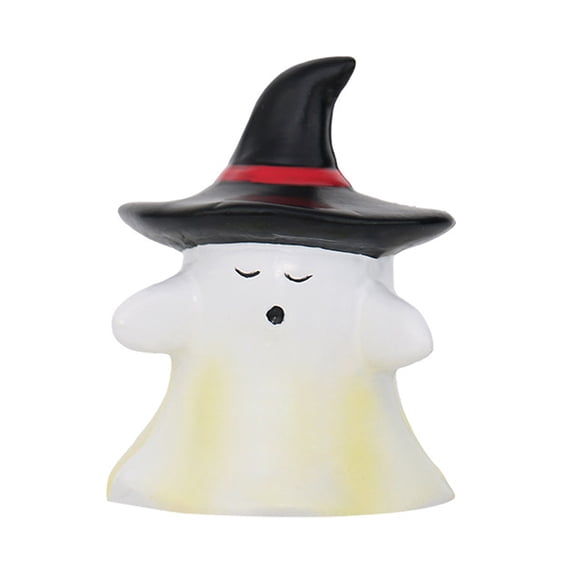 Resin Ghost Figurine with Hat Halloween Tabletop Ornament Decorative Sculpture for Home Office Party Display