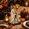 thumbnail image 1 of Resin Ghost Figurine with Pumpkin Lantern LED Glowing Statue Handcrafted Floating Fabric Design for Halloween Night Light, 7 Inch, 1 of 6