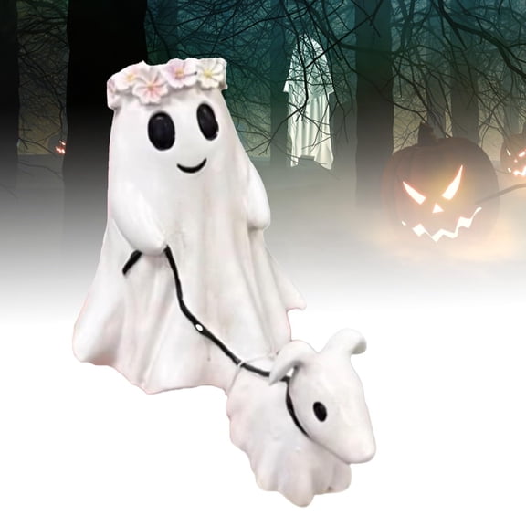 Resin Ghost Walking Dog Statue, Spooky Ghost Dog Halloween Figurine Statue Home Decor Gift