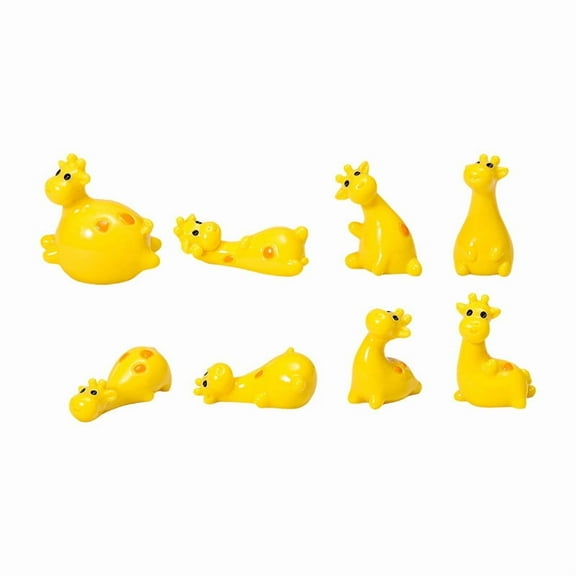 Resin Giraffe Decor Set of Eight Miniature Hand-Painted Animal Figurines 360-Degree Detailed Ornaments Home Desktop Bookshelf Dashboard Decoration Small Resin Statues Living Room Bedroom Office Gift