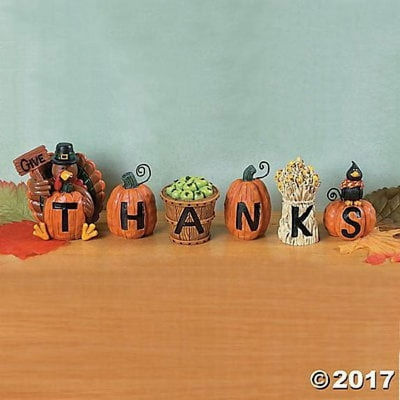 Resin "Give Thanks" Blocks S/6 - Home Decor - 6 Pieces