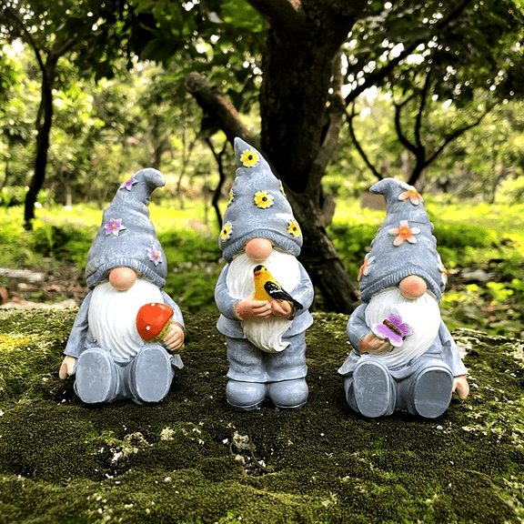 Resin Gnome Garden Statue: 3-Piece Set, American Rustic Style, Suitable for Indoor and Outdoor Use, No Electricity Required, Brand: Muxi Glory