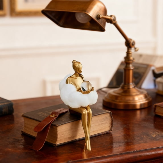 Resin Golden Man Figurines Set of 3 | Abstract Character Sculpture Gold | Home Office Shelf Decor 6.3 Inch