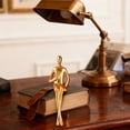 thumbnail image 1 of Resin Golden Man Figurines Set of 3 | Abstract Character Sculpture Gold | Home Office Shelf Decor 6.3 Inch, 1 of 7