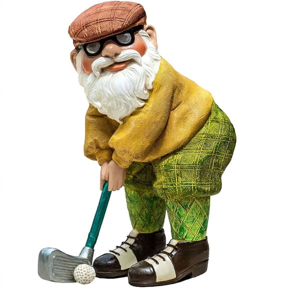 Resin Golf Gnome Sculpture Dwarf Art Statues Waterproof Home Garden Ornament (2pcs)