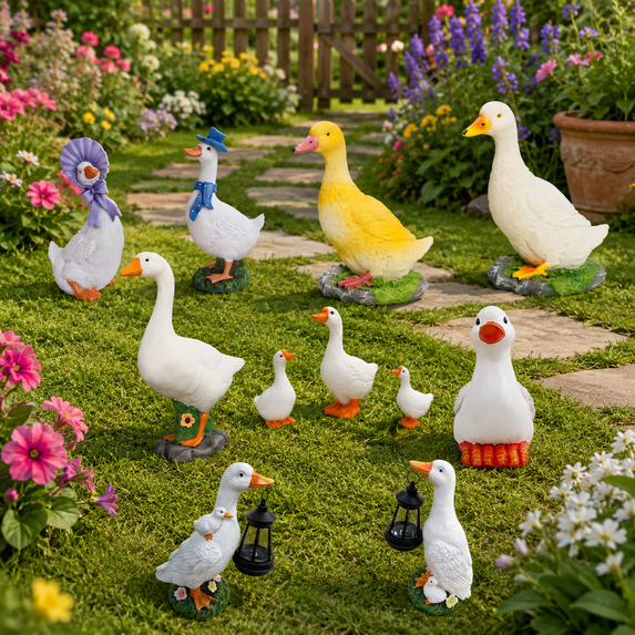 Resin Goose Garden Statue, 6-inch Small White Duck Figurine Outdoor Yard Sculpture, Farmhouse Animal Ornament For Patio Lawn Courtyard Shelf Decor