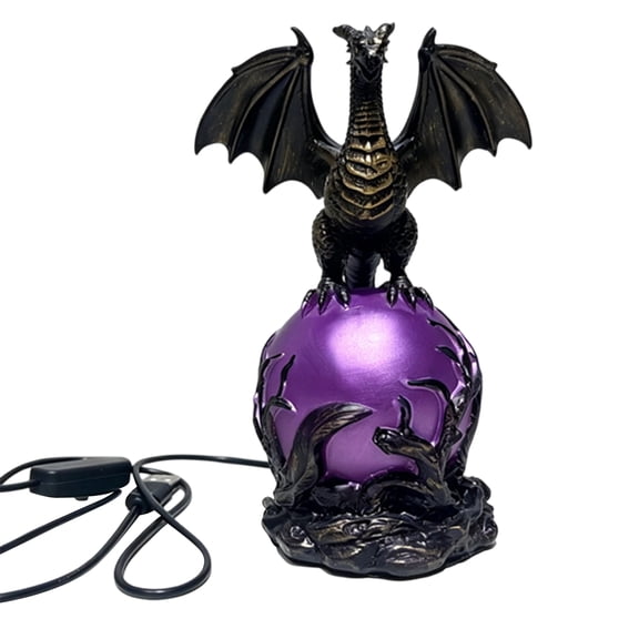 Resin Gothic Home Table Lamp Usb Powered Gothic Dragon Led Crystal Ball Lamp Fantasy Dragon Night Light For Bedroom Shelf Altar Halloween Decoration