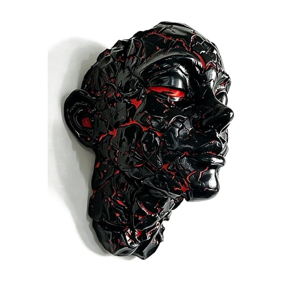 Resin Gothic Led Wall Lamp Halloween Decor Cracked Human Face Shaped Wall Sconce Usb Powered Spooky Lighting