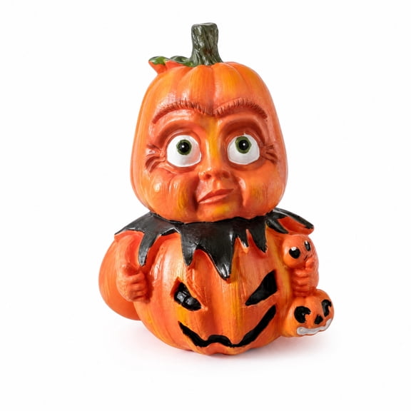 Resin Halloween Pumpkin Ornament, Human Face Spooky Pumpkin Figurine, Gothic Tabletop Holiday Decor, 5 Style Creepy Pumpkin Statue For Home Mantel Party Layout, 3.14x4.52 in