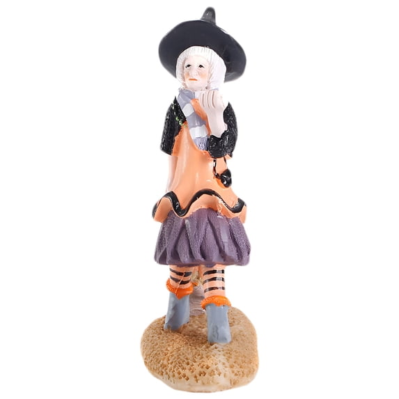 Resin Halloween Witch Doll Figurine – Handmade Tabletop Decor with Charming Design for Home, Desk, and Shelf Display