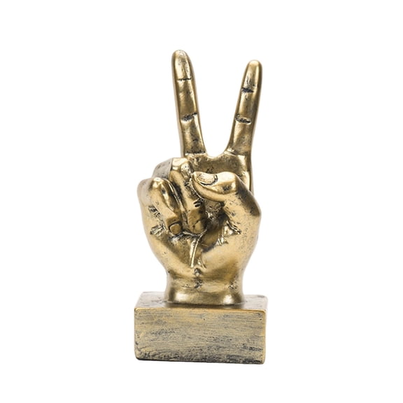 Resin Hand Gesture Statue Silver Gold Finish Modern Desk Figurine Unique Finger Sculpture Table Decor Ornament