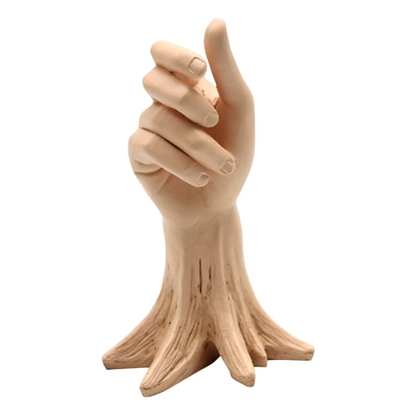 Resin Hand Vase Decorative Sculpture with Tree Root Base for Dried Flower Display Modern Art Style Tabletop Accent Piece