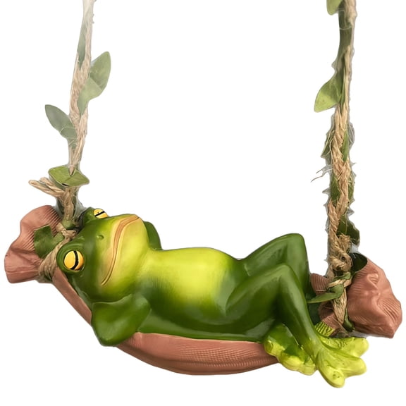 Resin Hanging Frog Figurine, Sleeping Frog Tree Decor, Cute Cartoon Frog Statue for Garden, Outdoors Hanging Sleeping Frog Sculpture