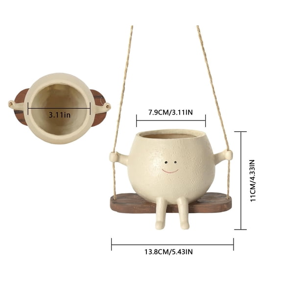 Resin Hanging Planter: Creative Face Design for Small Plants  Patio