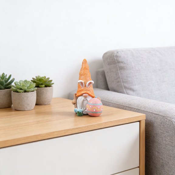 Resin Happy Easter Gnome Statue with Egg & Sign, Hand Painted Spring Home Decor, Farmhouse Shelf Ornament, Table Mantel Figurine for Holiday, Ornament *1 Piece