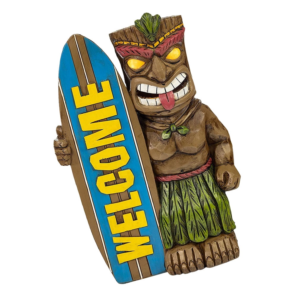 Resin Hawaiian Welcome Sign Tiki Welcome Signs Solar Powered LED ...