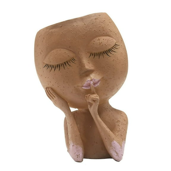 Resin Head Face Flower Pot for Indoor and Outdoor Plants with Drainage Hole