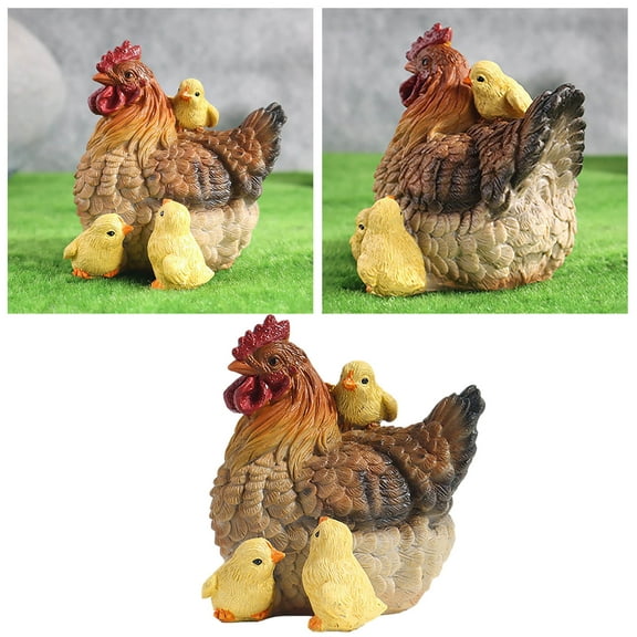 Resin Hen Statue Realistic Chicken Statue Suitable Garden Outdoor Decoration Desktop Ornament Easy To Use