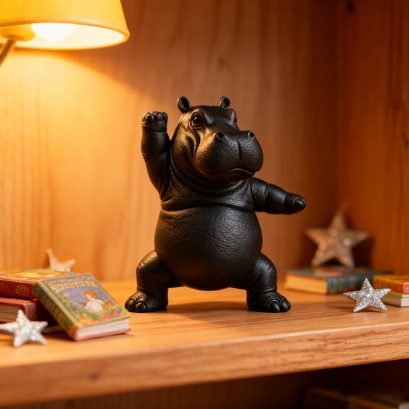 Resin Hippo Figurine Clumsy Yoga Pose, Resin Desktop Statue, Meditation Decor, Home Office Ornament, Gift for Yoga Practitioners, Humorous Collectible, 1.97"