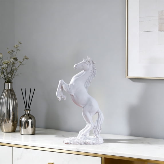 Resin Horse Sculpture, Galloping Stallion Figurine, Feng Shui Success Gift, Elegant Minimalist Home Decor For Living Room Study